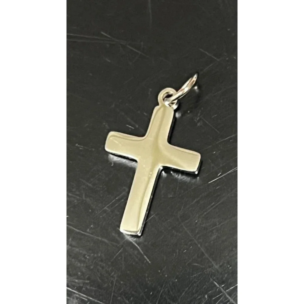 Turquoise‎ Stone Cross Charm Silver-tone PVD Stainless Steel Religious Pendant